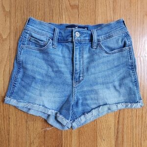 Hollister Blue Jean Shorts High-Waisted Cuffed, Size 26